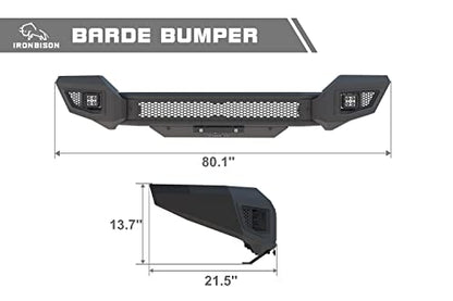 Parachoques delantero compatible con Chevy Silverado 1500 2016-2018 para camioneta todoterreno con 2 luces LED antiniebla, protector contra salpicaduras que puede añadir luz LED de 30 pulgadas, negro texturizado fino