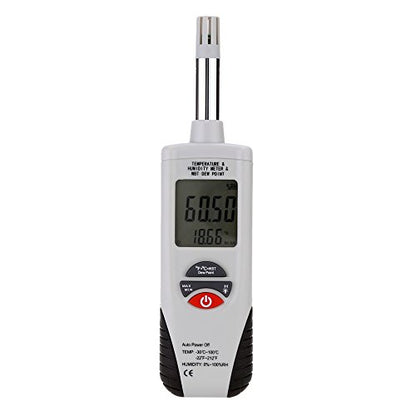 Mengshen Psicrómetro digital – Medidor de humedad de temperatura de retroiluminación portátil con punto de rocío y temperatura de bombilla húmeda – Batería incluida, M350