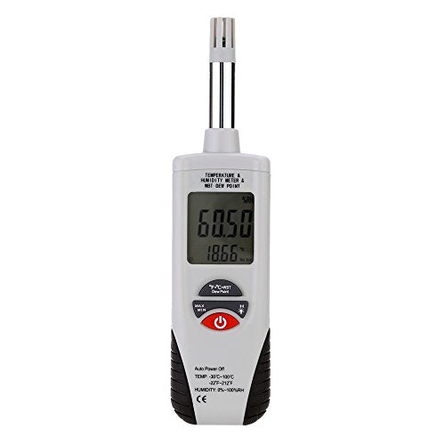 Mengshen Psicrómetro digital – Medidor de humedad de temperatura de retroiluminación portátil con punto de rocío y temperatura de bombilla húmeda – Batería incluida, M350