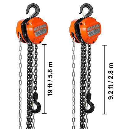 VEVOR Chain Hoist G80 Block Hoist Ratchet Type 1100-6600lb Capacity 10/20ft Lift