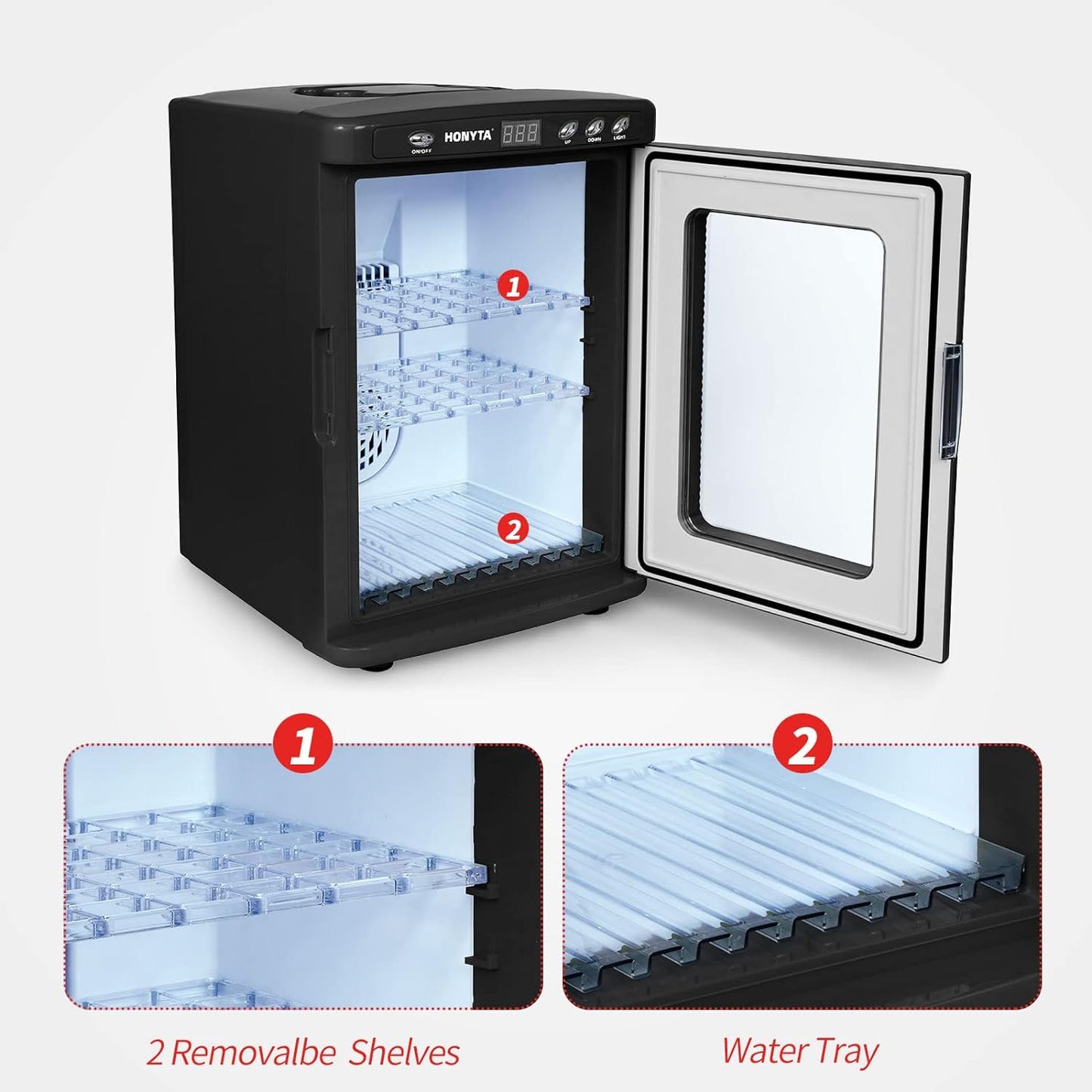 RYFT Incubadoras para incubar huevos, incubadora portátil de laboratorio científico de reptiles de 25 litros con calefacción y enfriamiento de 41.0 °F-140.0 °F, 12 V/110 V para reptiles pequeños (negro)