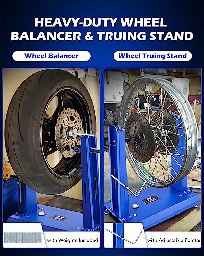 Orion Motor Tech Equilibrador de Ruedas de Motocicleta y Soporte de Alineación, Soporte de Equilibrador de Neumáticos para Rueda de Motocicleta con Puntero de Alineación Ajustable