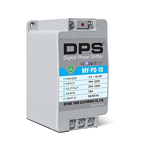 DPS Convertidor monofásico a trifásico, Modelo MY-PS-10, Apto para Motores trifásicos de 7.5 HP (5,5 kw) 23 amperios 200-240 V, un Tiene Que usarse Solo para un Motor