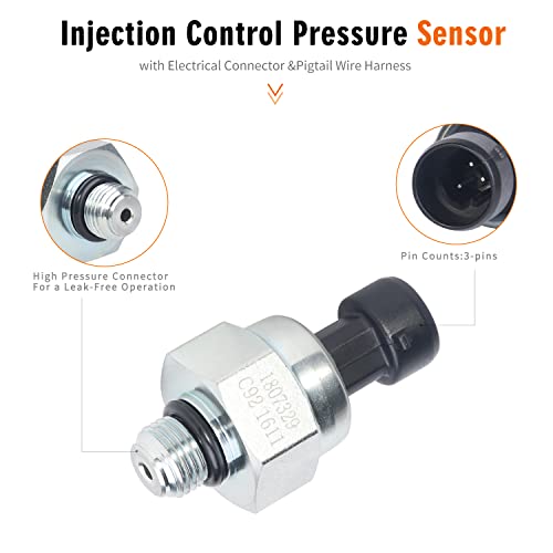 Regulador de presión del inyector de válvula IPR 7.3 y sensor de control ICP con coleta compatible con Ford F250 F350 F450 F550 Super Duty E350 E450 E550 Excursion F650 F750 F81Z9C968AA 1829856C9C91 1844 1217C91