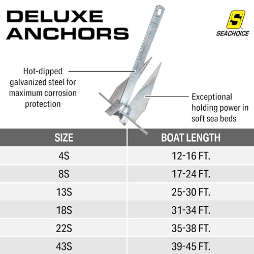 Seachoice Anclaje de lujo, galvanizado por inmersión en caliente, tamaño 22S