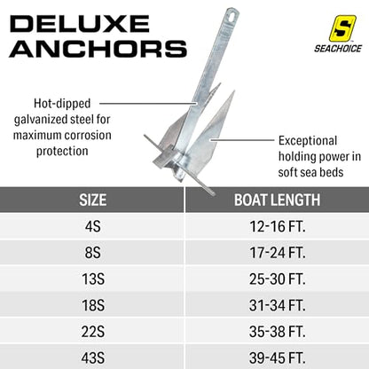 Seachoice Anclaje de lujo, galvanizado por inmersión en caliente, tamaño 22S