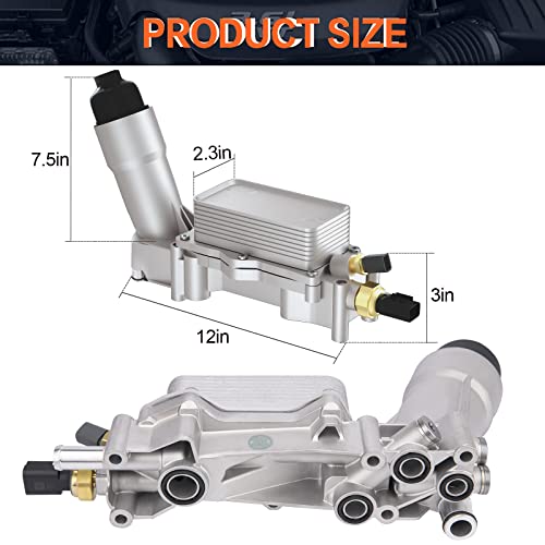 Enfriador de aceite de motor de aluminio 926-876 con adaptador de carcasa de filtro de aceite compatible con Jeep Chrysler 200 300 Dodge Charger Grand Cherokee Wrangler 3.6L V6 68105583AF 5184294AE 926-959