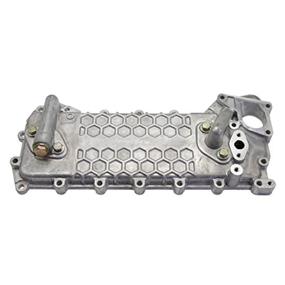 Núcleo del enfriador de aceite + cubierta 97333877 97334100 compatible con ISUZU 4HE1 NPR NPR-HD NQR Chevrolet W3500 W4500 W5500 W5500HD Tiltmaster GMC W3500 W4500 W5500 W50000 W500 W5 W5000 W5 HD hacia adelante 4. 8L 1998-2004