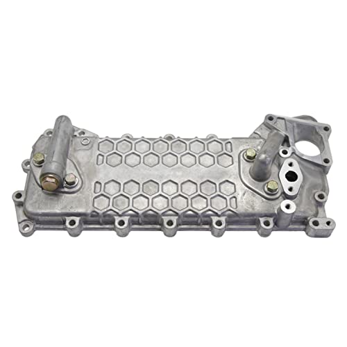Núcleo del enfriador de aceite + cubierta 97333877 97334100 compatible con ISUZU 4HE1 NPR NPR-HD NQR Chevrolet W3500 W4500 W5500 W5500HD Tiltmaster GMC W3500 W4500 W5500 W50000 W500 W5 W5000 W5 HD hacia adelante 4. 8L 1998-2004