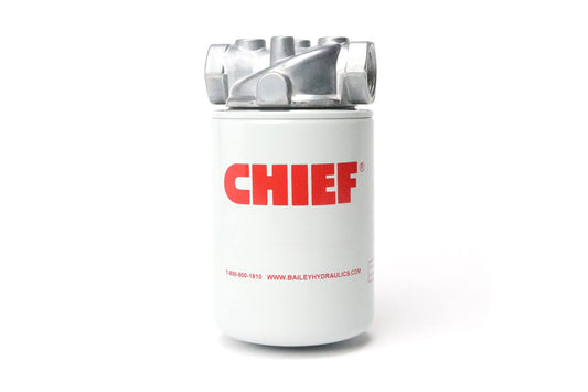 Chief Conjunto de filtros giratorios - Filtro hidráulico de 10 micrones - Conjunto de filtro hidráulico con derivación de 15 PSI 250 PSI, 25 GPM, puerto de entrada/salida NPTF de 3/4 pulgadas, rosca de 1 a 12, sin puerto indicador