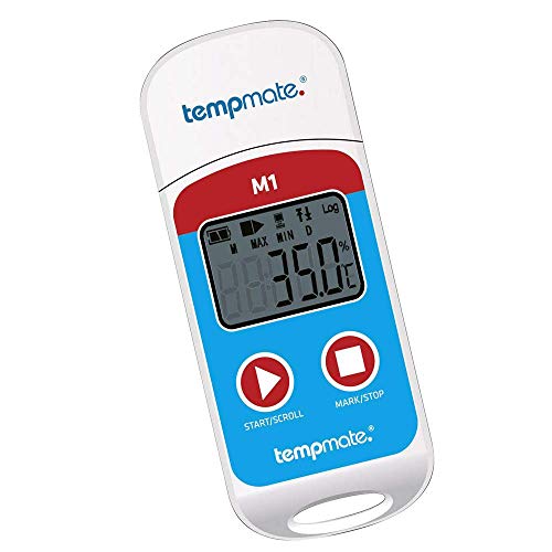 Registrador de datos de temperatura multiuso (rango: -22°F a 158°F) utilizado para cajas de vacunas, industria alimentaria, industria farmacéutica, transporte junto con certificación de calibración: Tempmate M1 por INSTRUKART