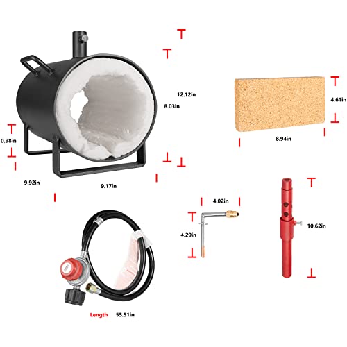 Forja de propano portátil de un solo quemador, forja de gas propano ovalada de gran capacidad, forja de herrería para herrero, cuchillos y herramientas