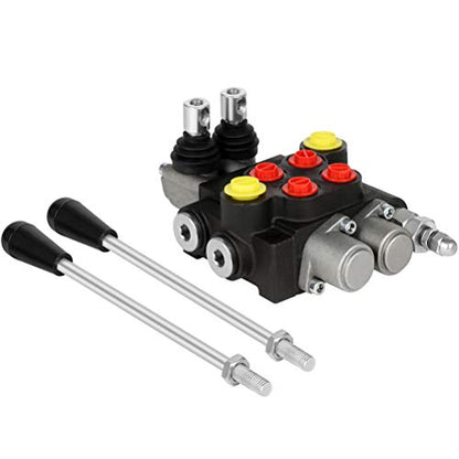 Válvula de control de flujo hidráulico 2 bobinas, 13 GPM, puertos SAE, mango de palanca de alivio ajustable, cargador de tractor central paralelo de doble acción con joystick pequeños tractores/tanques cargadores, divisores de troncos 3600 PSI