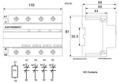 100 amp contactor Normalmente cerrado NC 100 A, 4 Pole 120 V bobina, 110 V Potencia de iluminación