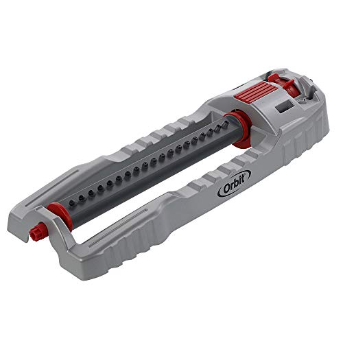 Orbit 56281 Base de metal oscilante y esfera de patrón personalizado, agua de hasta 4000 pies cuadrados, gris, rojo