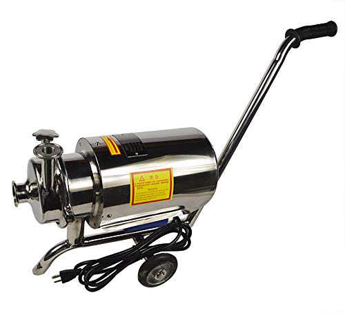 HayWHNKN Bomba centrífuga para bebidas sanitarias, bomba de vino portátil de 13 galones/h 304 de acero inoxidable de grado alimenticio 110 V 0,75 kw (con rueda no giratoria)
