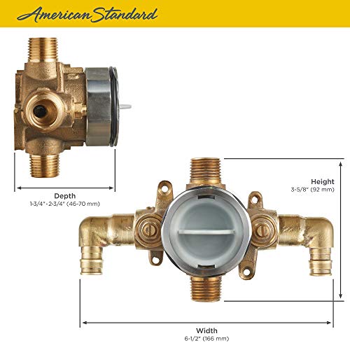 American Standard RU108ESS - Válvula de ducha flash con codos de entrada PRX y salidas universales con topes de destornillador para sistema de expansión en frío, sin terminar