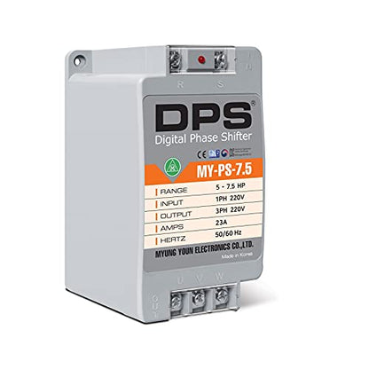 Convertidor monofásico a trifásico, modelo MY-PS-7.5, apto para motores trifásicos de 5 HP (3,7 kw) 15 amperios 200-240 V, un DPS tiene que usarse solo para un motor, entrada/salida 200 V-240 V, tipo digital