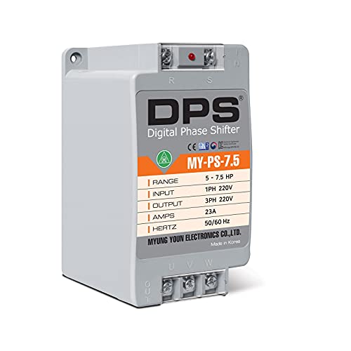 Convertidor monofásico a trifásico, modelo MY-PS-7.5, apto para motores trifásicos de 5 HP (3,7 kw) 15 amperios 200-240 V, un DPS tiene que usarse solo para un motor, entrada/salida 200 V-240 V, tipo digital