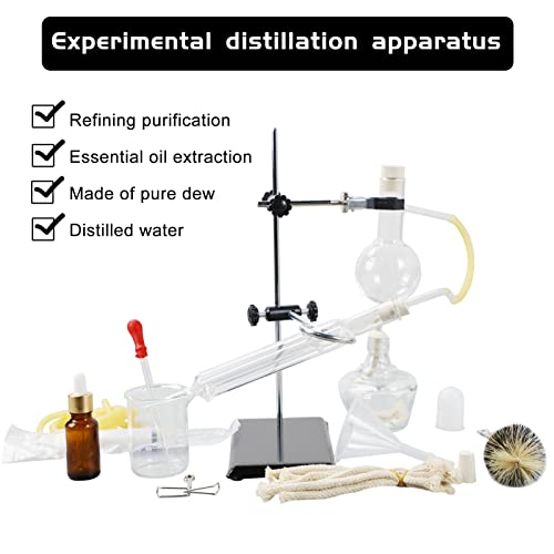 ADAMAS-BETA Kit de aparato de destilación de 3.4 fl oz para el hogar, microdestilación, 13 unidades de destilación purificador juego de cristalería