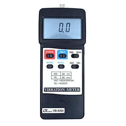 Medidor electrónico de vibración (rango: 32 a 122 ℉) para caja de cambios industriales, automóviles, rodamientos rotadores de rueda sin ejes, sopladores junto con certificado de calibración. Modelo: Lutron VB-8200