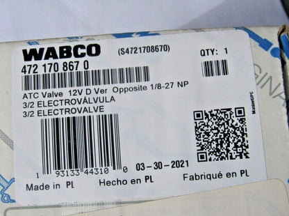 WABCO ~ ATC VALVE KIT ~ p/n S472-170-867-0