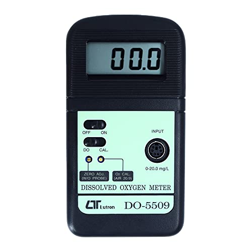Medidor de oxígeno disuelto (rango: 0 a 20.0 mg/L) para acuicultura, acuario, agricultura, criaderos de peces, industrias mineras junto con certificado de calibración de fábrica. Modelo: Lutron DO-5509