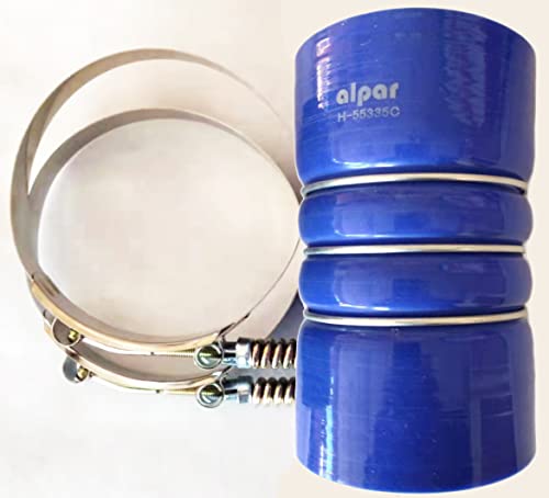 Par de mangueras de silicona azul para carga de aire y abrazaderas, juego de 3.5 pulgadas de diámetro x 6.2 pulgadas de largo