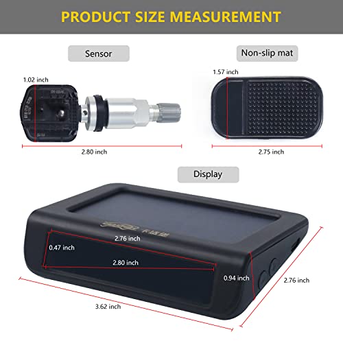 BACKVOLT - Sistema de monitoreo de presión de neumáticos, 4 sensores internos de 0-50 PSI/0-3.5 bar, sistema TPMS, cargador solar, 5 modos de alarma, visualización LCD, modo de reposo automático, inalámbrico, inteligente en tiempo real para automóviles