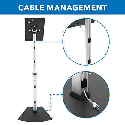Soporte de Suelo para quiosco antirrobo para Tableta Compatible con iPad y Samsung | Soporte para Check-in Seguro y Ajustable en Altura | Diseño de atornillado Seguro o Independiente