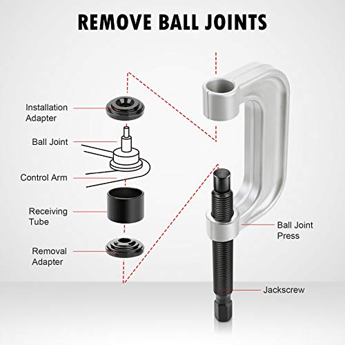 OMT - Kit de herramientas de extracción de juntas esféricas y juntas en U con adaptadores 4x4, para la mayoría de automóviles y camiones ligeros 2WD y 4WD (BL)