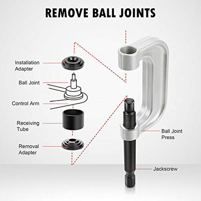 OMT - Kit de herramientas de extracción de juntas esféricas y juntas en U con adaptadores 4x4, para la mayoría de automóviles y camiones ligeros 2WD y 4WD (BL)