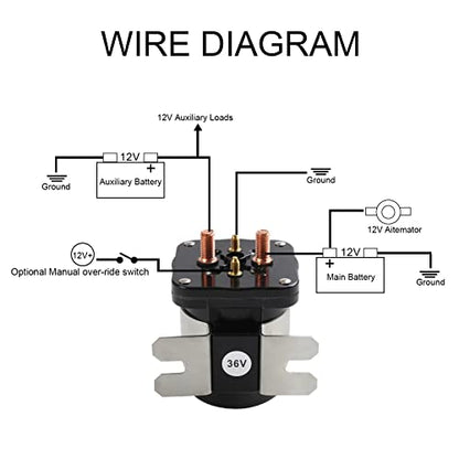 Solenoide de 36 V 4 terminales 20468G1 36 V Solenoide Interruptor de relé de repuesto para EZGO/Cushman/Textron Club Car DS Columbia Yamaha Electric para 1989 en adelante. Reemplaza 114-3611-020 586-117111 586-906