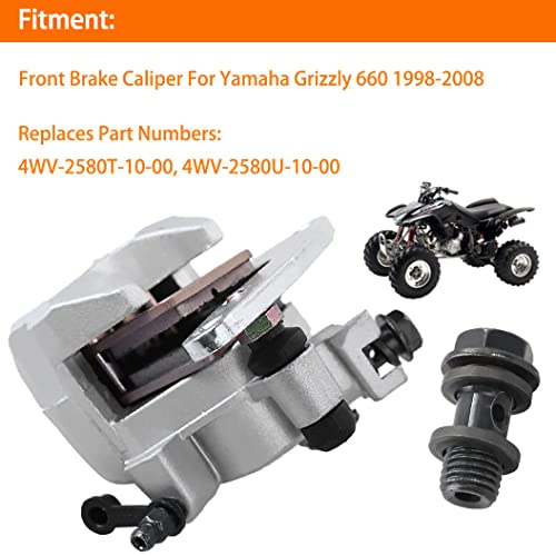 Juego de pinza de freno delantera para Yamaha Grizzly 660 YFM660, 2002 – 2008 con almohadillas para orejas para orejas L & R