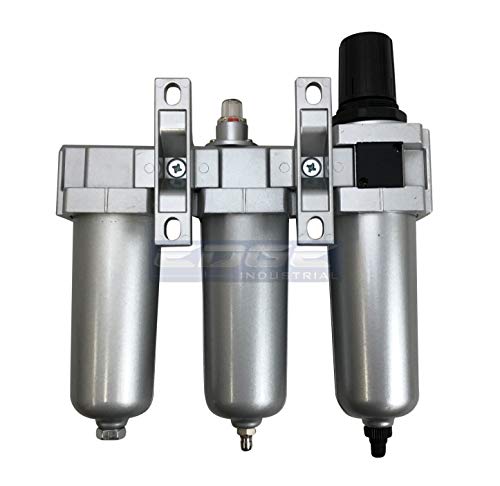 Sistema de secadora de grado industrial de 3 etapas, resistente para líneas de aire comprimido, cuencos de metal, ideal para aerosol de pintura y cortador de plasma (1/2 pulgada NPT, drenaje automático)