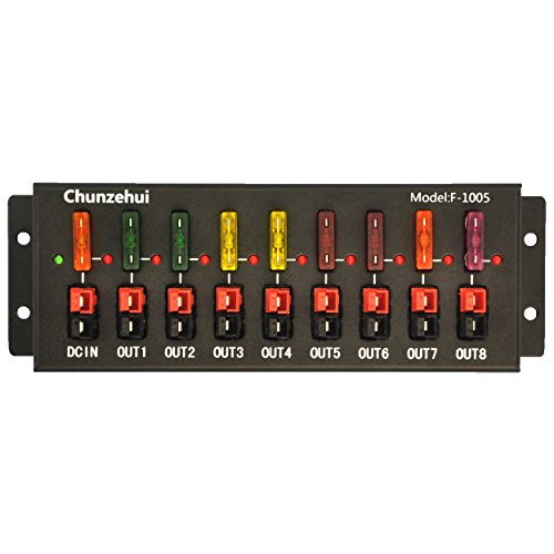 Chunzehui F-1005 9 puertos 40A conector divisor de alimentación distribuidor tira de fuente, 1 entrada y 8 salidas.