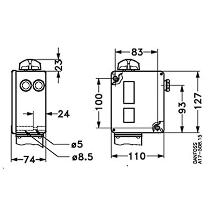 Danfoss - Interruptor de presión (rango: 0 a 40 PSI) con conexión de presión de 3/8 G para automóviles, calderas, turbina de vapor, bombas, HVAC, refrigeración marina | Modelo: RT-110