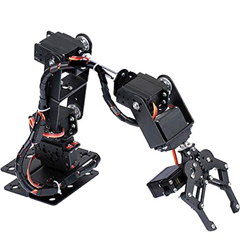Xinwoer Brazo mecánico negro, engranaje de dirección analógica MG996, kit de garra de brazo mecánico 6DOF manipulador DOF piezas de robot industrial