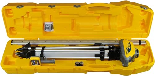 Spectra Precision LL100N-2 Kit de nivel láser con receptor y abrazadera HR320, varilla de grado de 15 pies (pulgadas), trípode y caja del sistema, amarillo