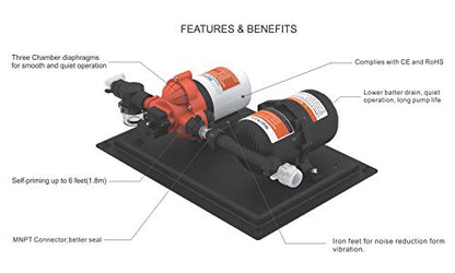 Sistema de bomba de agua y depósito de acumulador Seaflo 33 – 12 V CC, 3.0 GPM, 45 PSI, tanque de 0,2 galones