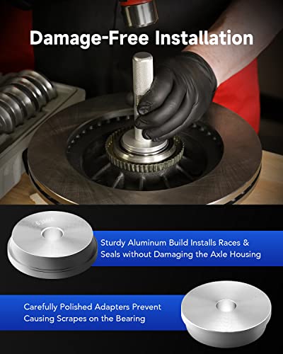 Orion Motor Tech OMT Bearing Race and Seal Bushing Driver - Juego de instalación de 9 discos, collar de carcasa de eje con estuche de transporte maestro/kit de sello universal de aluminio para rodamientos de ruedas automotrices