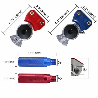 Kit de manguera de freno de aire en espiral rojo y azul de 12 pies y 12 pulgadas con manecillas Glad y asas de aluminio