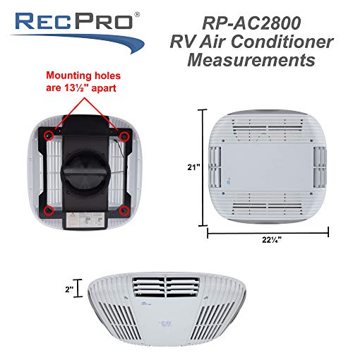 RecPro Aire acondicionado RV de bajo perfil 9.5K sin conductos | CA silenciosa | Solo refrigeración | Unidad de CA RV | Aire acondicionado para caravana (negro)
