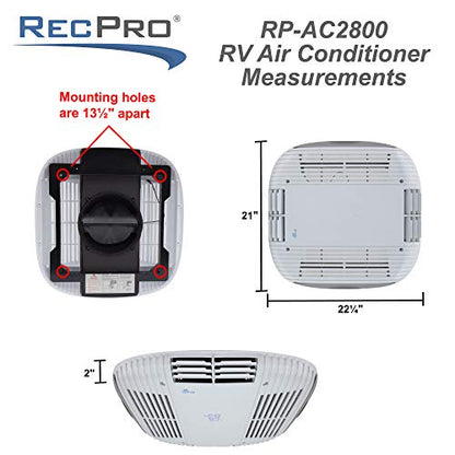 RecPro Aire acondicionado RV de bajo perfil 9.5K sin conductos | CA silenciosa | Solo refrigeración | Unidad de CA RV | Aire acondicionado para caravana (negro)