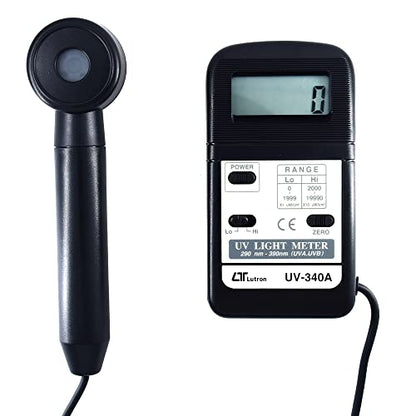 Lutron Medidor de luz UV-340AUV junto con certificado de calibración de fábrica (rango: rango bajo: 1999 uW/cm ^ 2 | Rango alto: 19990 uW/cm ^ 2) para estadios, teatros, laboratorios, salas limpias, habitaciones OT