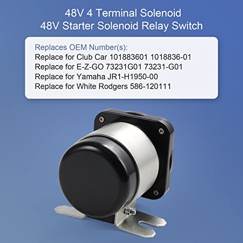 Interruptor de relé solenoide de 48 V de 4 terminales de 48 V de repuesto para coche Club EZGO Yamaha Electric G19 Power Drive #586 Series Reemplazo JR1-H1950-00 73231-G01
