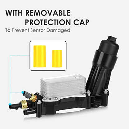 68310865AB 3.6L V6 Enfriador de aceite de motor Enfriador de aceite Adaptador de carcasa de filtro de aceite, para Jeep Cherokee/Wrangler, Dodge Challenger/Charger/Grand Caravan/Journey, ProMaster, Chrysler 300