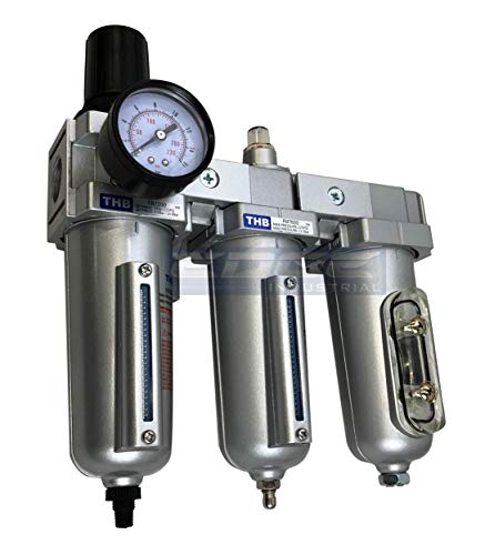 Sistema de secadora de grado industrial de 3 etapas, resistente para líneas de aire comprimido, cuencos de metal, ideal para aerosol de pintura y cortador de plasma (1/2 pulgada NPT, drenaje automático)