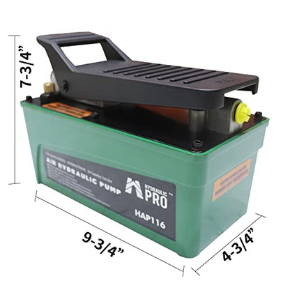 HYDRAULIC PRO Bomba hidráulica de 10,000 PSI, bomba de pie hidráulica (acción simple), bomba de pie de pisada accionada por aire, verde