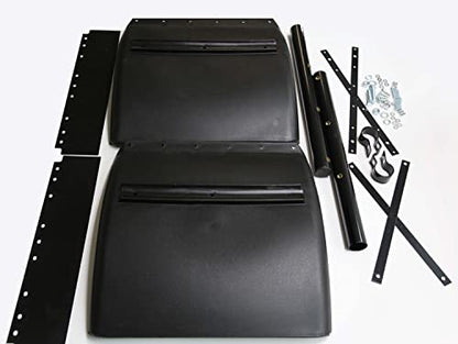 Juego de guardabarros de polietileno negro 24x24 Freightliner Kenworth Peterbilt con herrajes